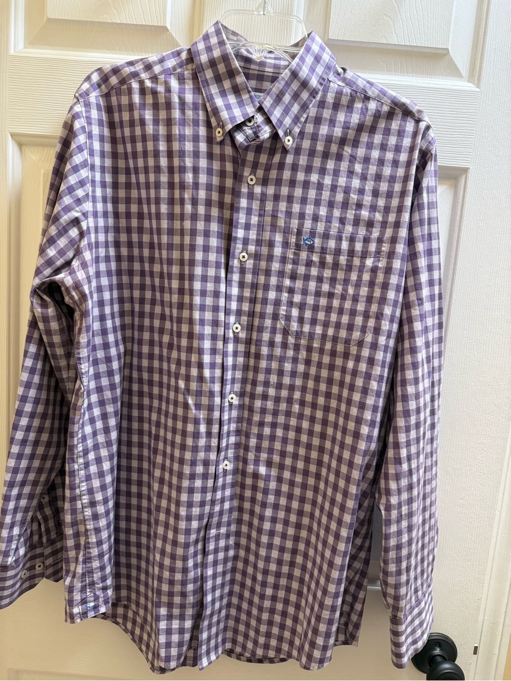 Southern Tide Purple and White Gingham Button-Down Shirt